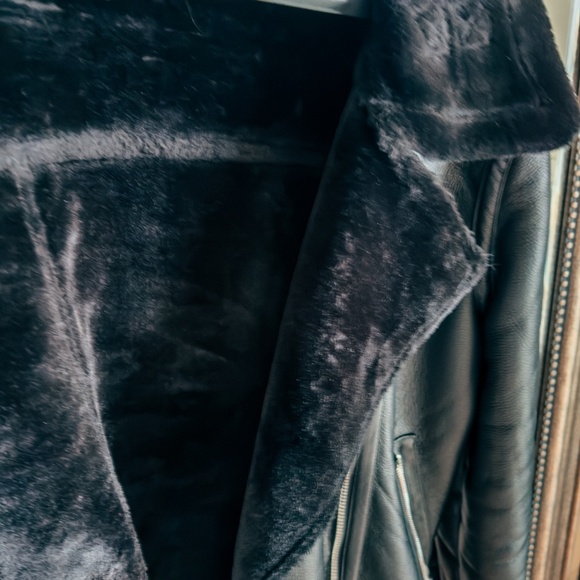 TOPSHOP oversized Aviator Biker Jacket in Jet Black - Picture 7 of 9